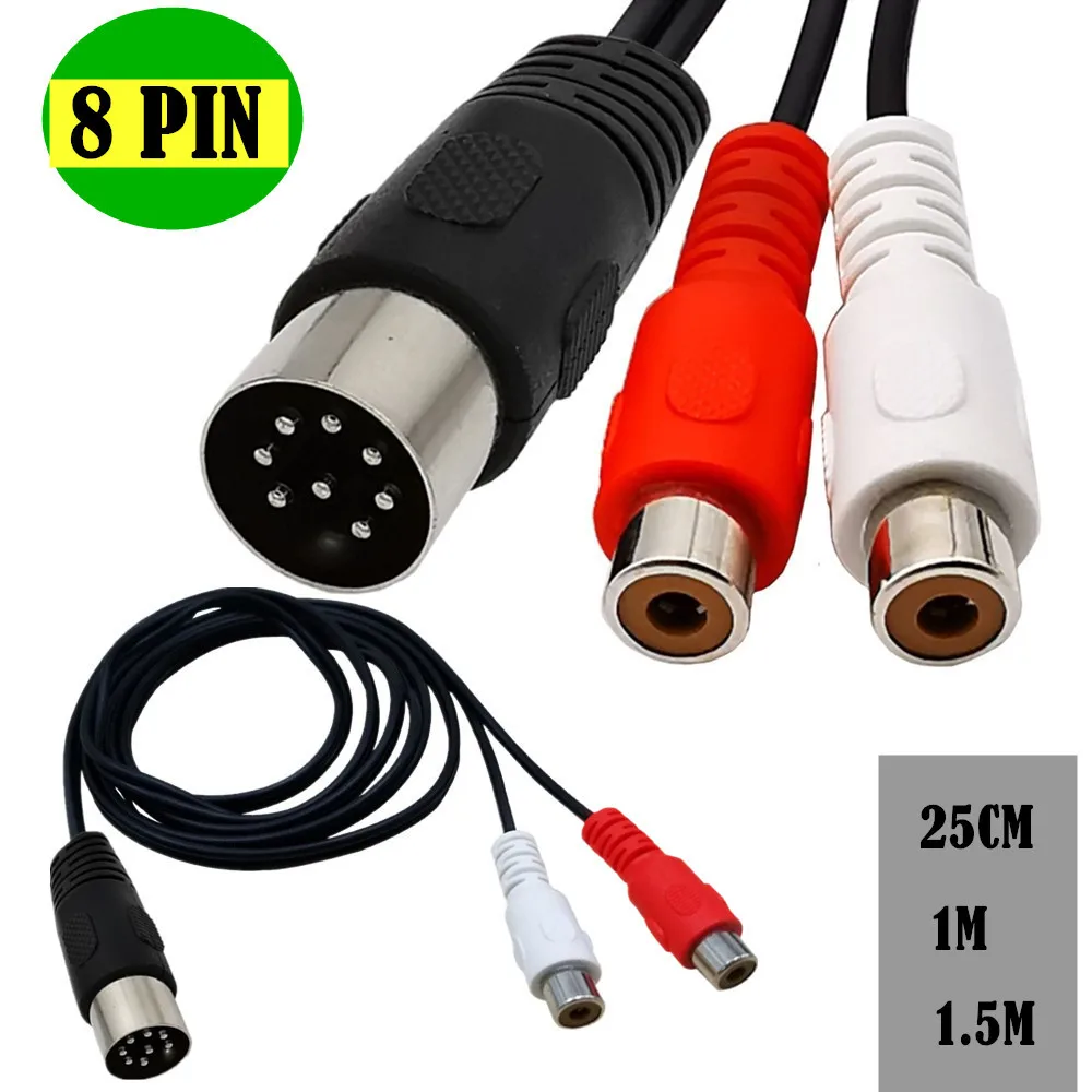 Musical Instrument Symbols - Din 8 Pin to 2RCA Cable