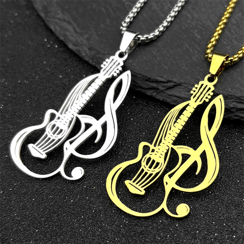 Musical Instrument Symbols - Hiphop Electric Guitar Music Pendant Necklace