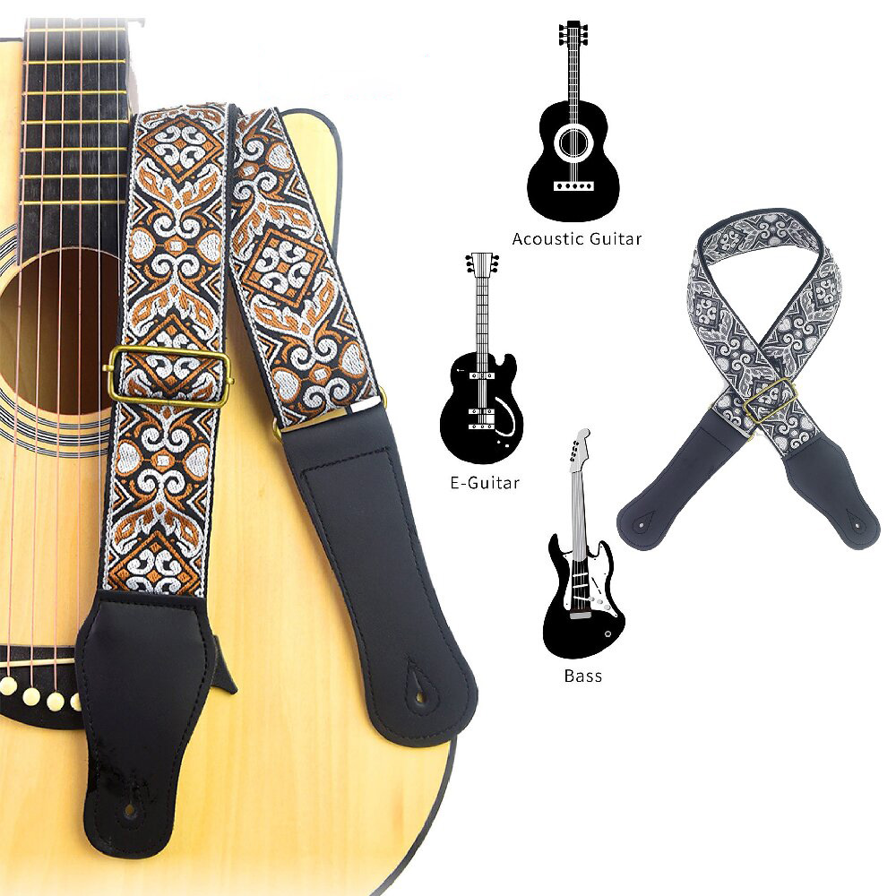 Musical Instruments Easy - Guitar Strap Embroidered Print Ethnic Style